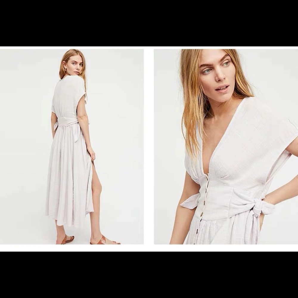 Free people v-neck linen maxi dress - Picture 4 of 6